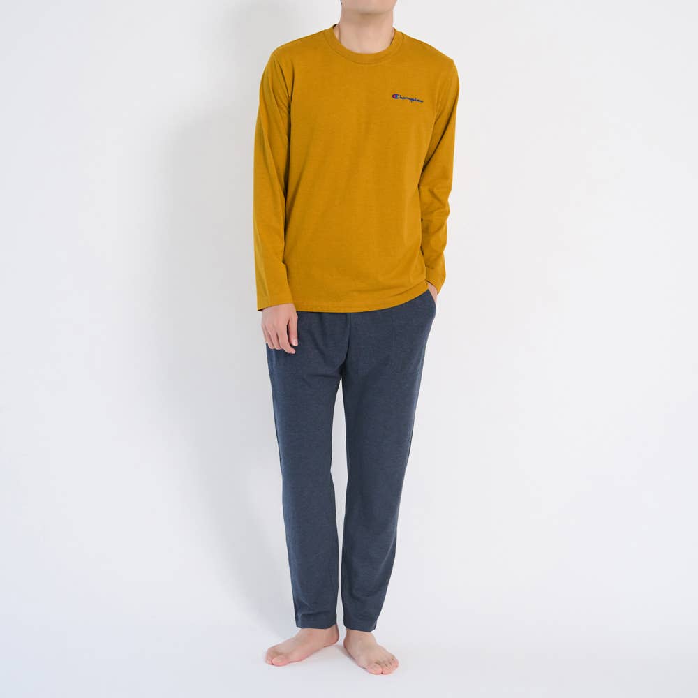 【 綿混 天竺 】 ルームウェア 長袖長パンツ OM4053 ゴールド