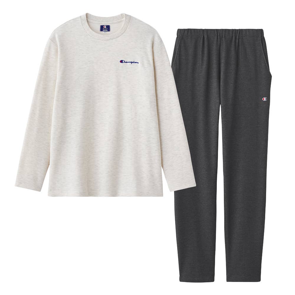 【綿混ダンボールニット】 長袖長パンツ ルームウェア OM8506 アイボリー