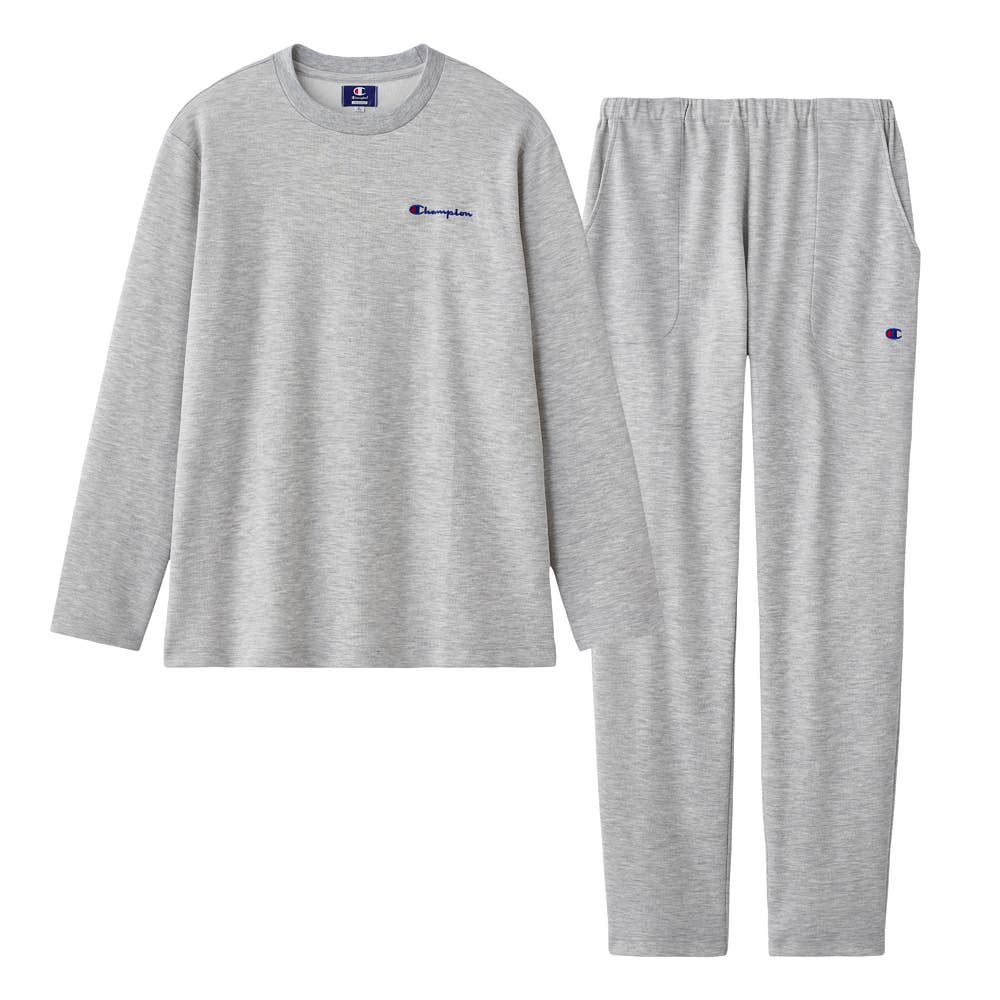 【綿混ダンボールニット】 長袖長パンツ ルームウェア OM8506 グレー
