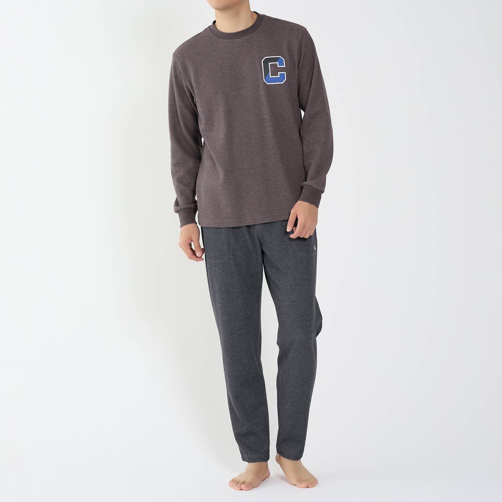 【綿混】ダンボールニット 長袖長パンツ ルームウェア OM8515EC チャコールグレー