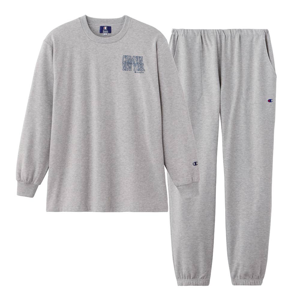 【混棉裡拉絨】 長袖長褲家居服OM8535EC灰色