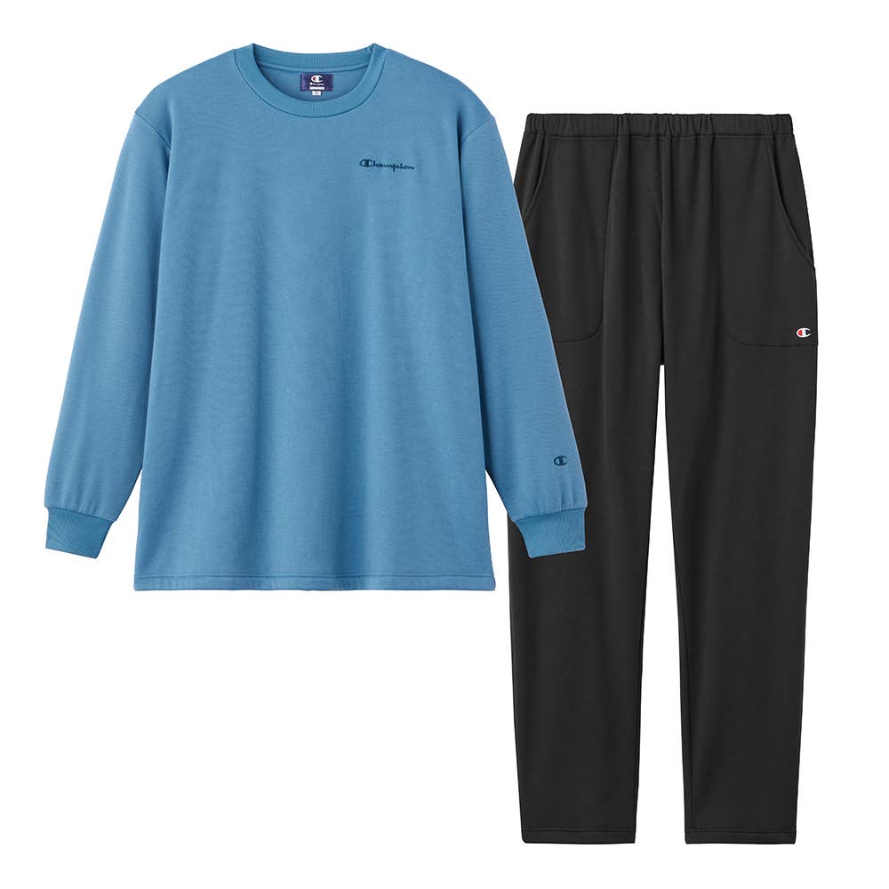 【裏ボア】長袖長パンツ ルームウェア OM8555 ブルー