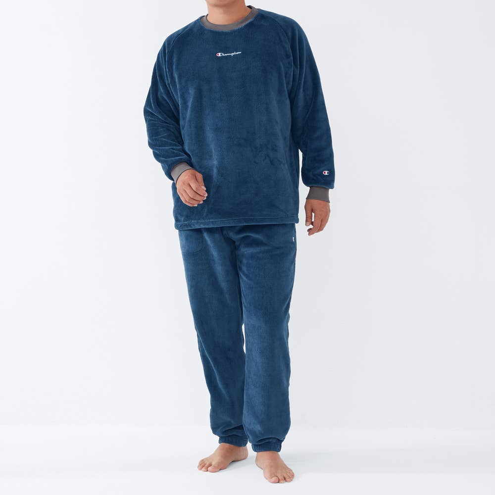 ボアルームウェア 長袖長パンツ OM8562 ネービーブルー