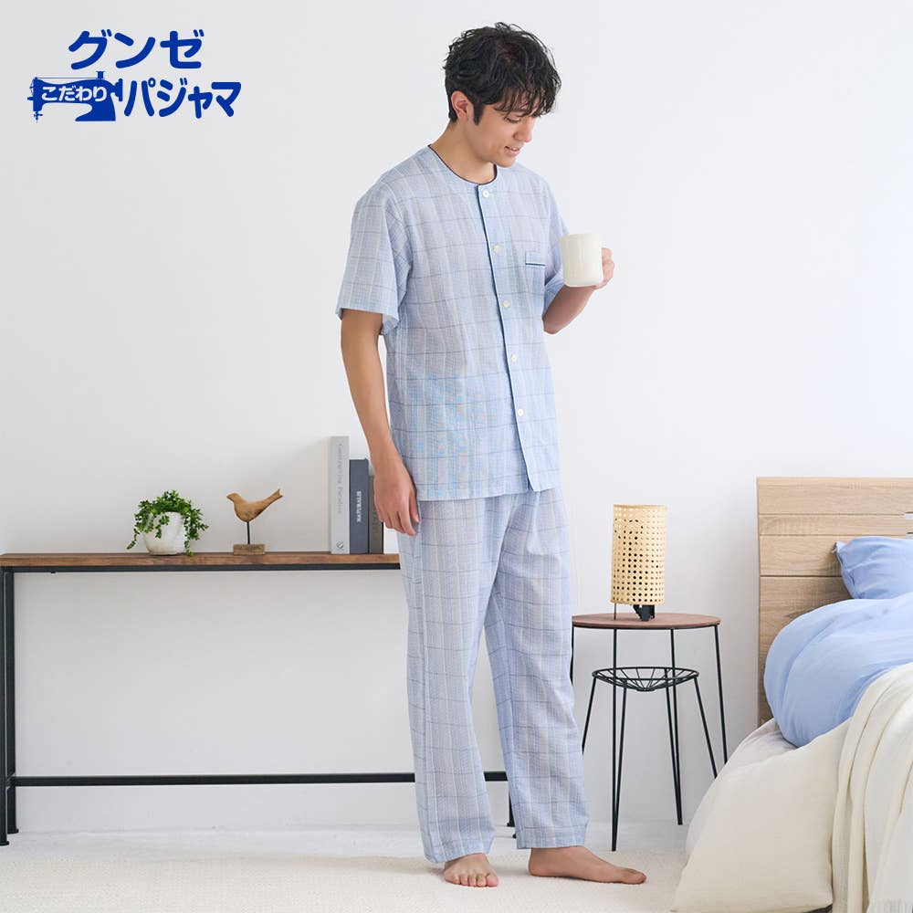 綿100％ 布帛 パジャマ 半袖長パンツ