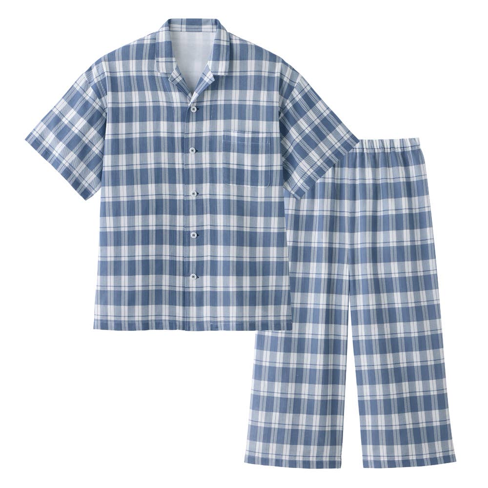 【アセドロン】 改質レーヨン パジャマ 半袖７分丈パンツ SF1125 ネービーブルー