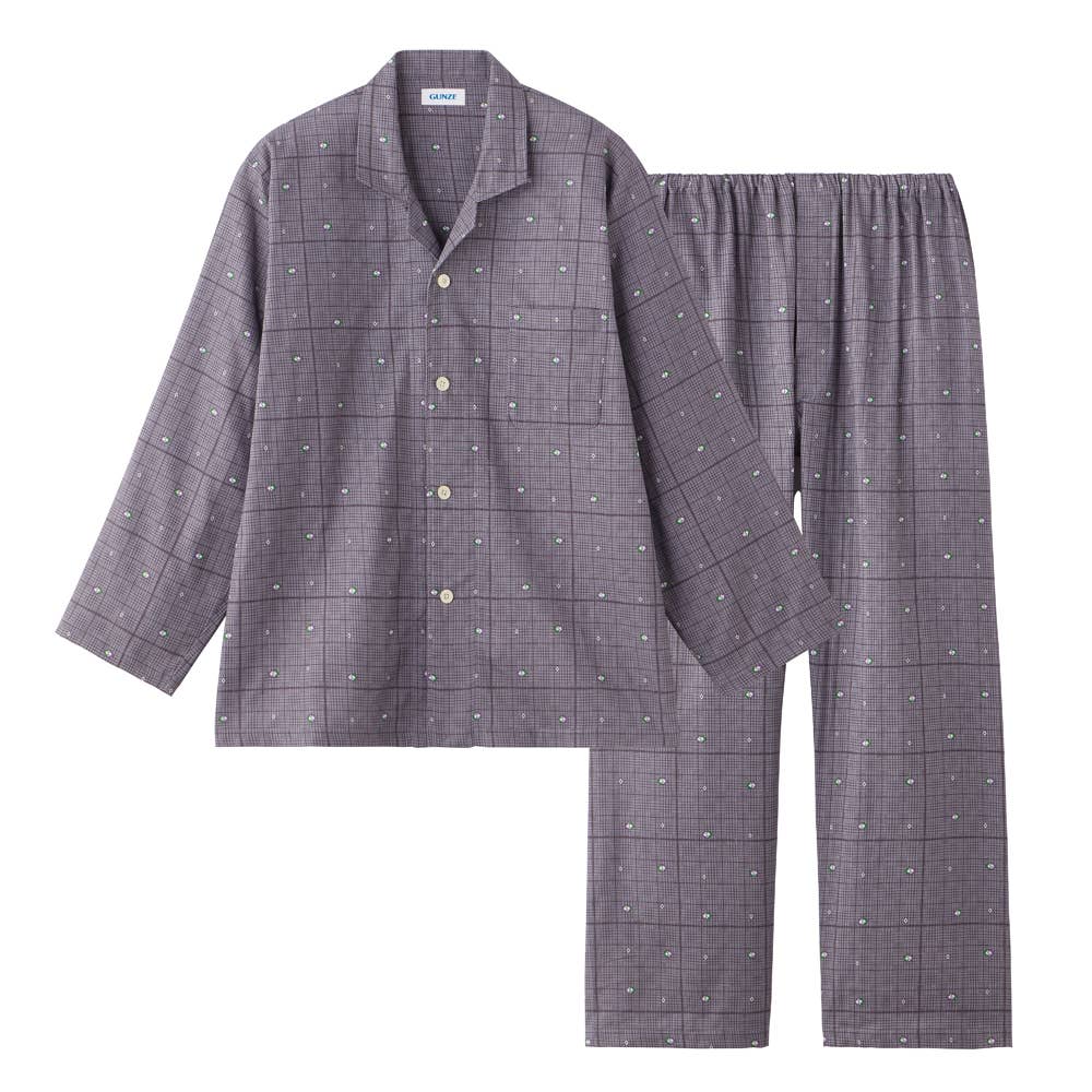 綿100％ Wガーゼ パジャマ 長袖長パンツ SF2036 グレー