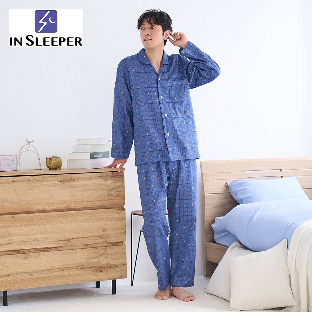 綿100％ Wガーゼ パジャマ 長袖長パンツ