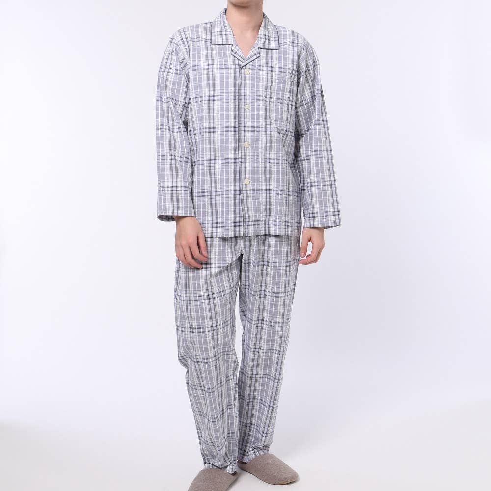 パジャマ 長袖長パンツ メンズ Ll ネービーブルー メンズ