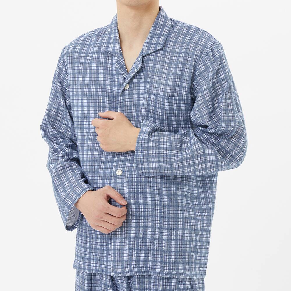 綿100％ Wガーゼ 】 パジャマ 長袖長パンツ【SALE】 SF2083 :メンズ パジャマ ・ルームウェア