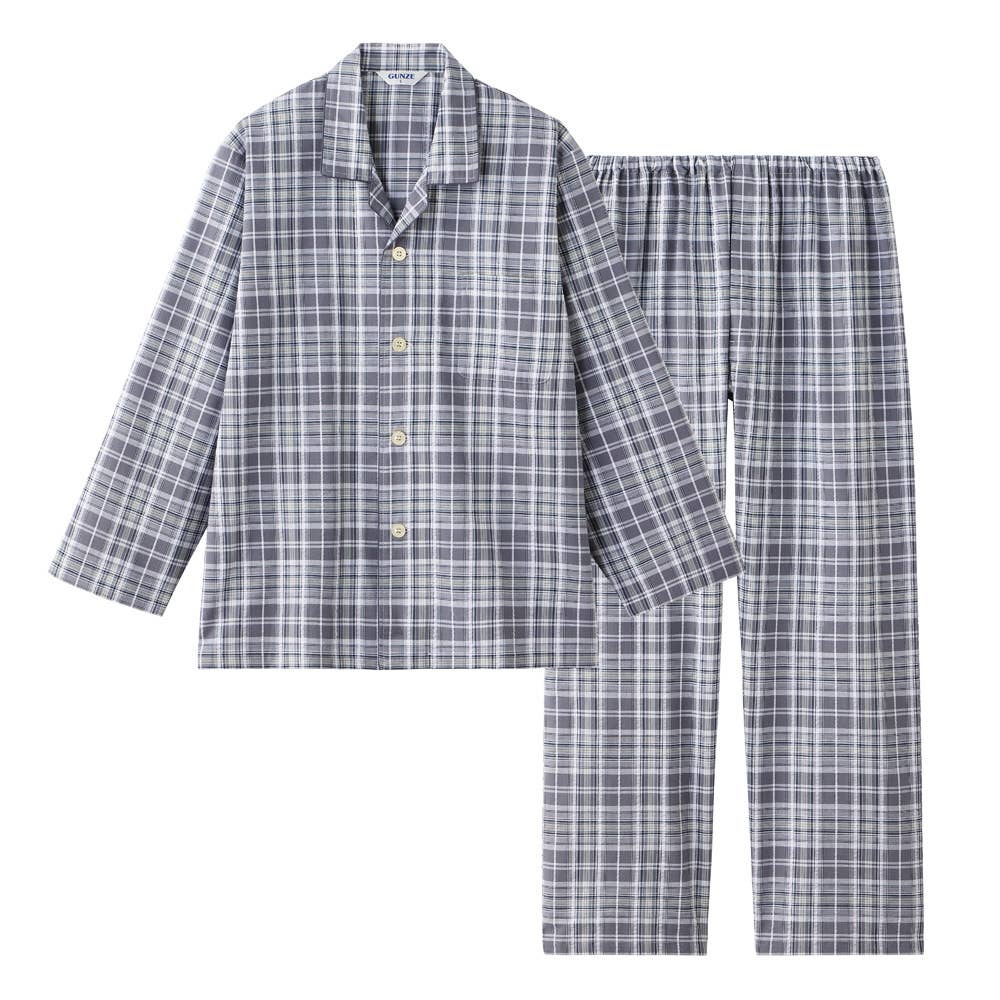 綿100％ 先染サッカー パジャマ 長袖長パンツ SF2126 グレー