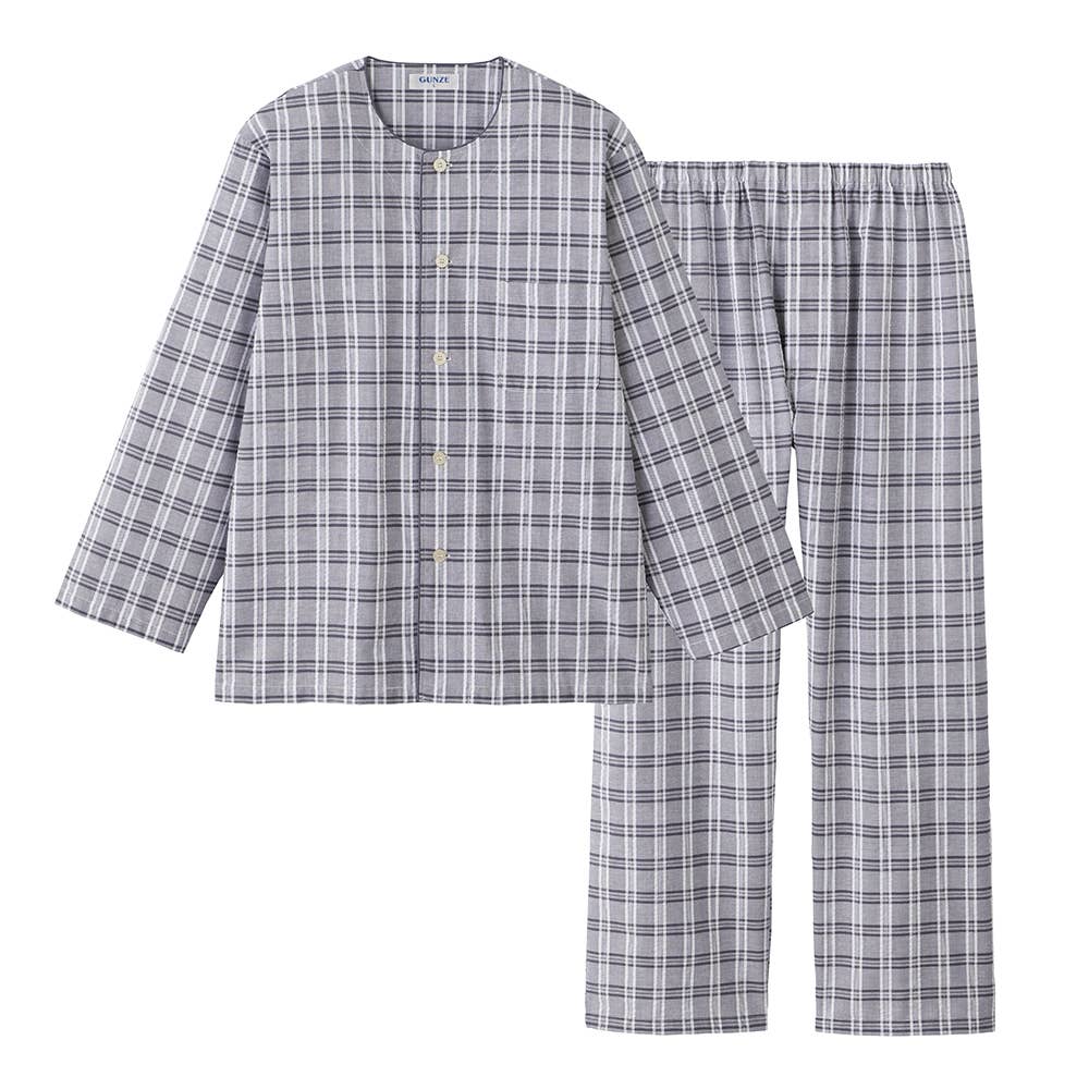 綿100％ 先染サッカー パジャマ 長袖長パンツ【SALE】 SF2175EC グレー