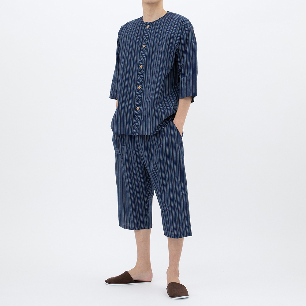 【寝るテコ】パジャマ　7分袖7分丈パンツ SF3042 ネービーブルー