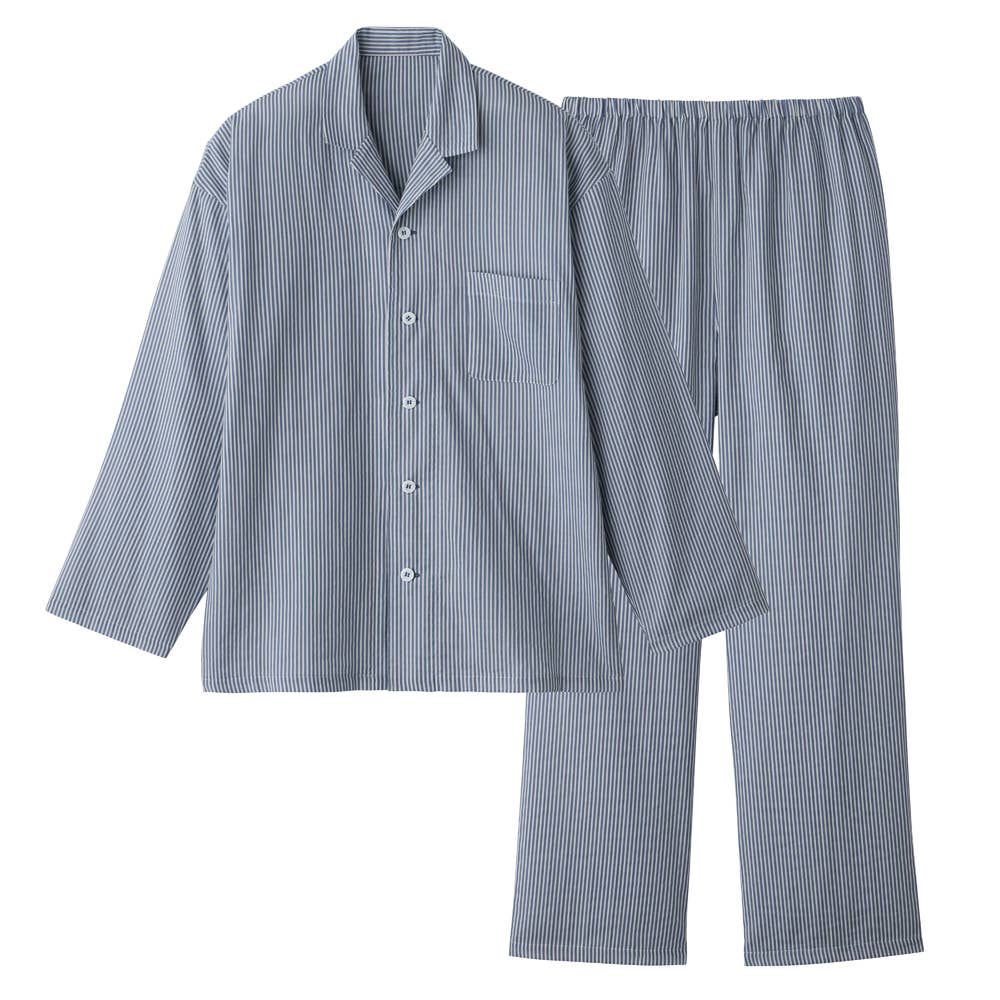 【アセドロン】 汗むれ軽減 Wガーゼパジャマ 長袖長パンツ【送料無料】 SF4554 ネービーブルー