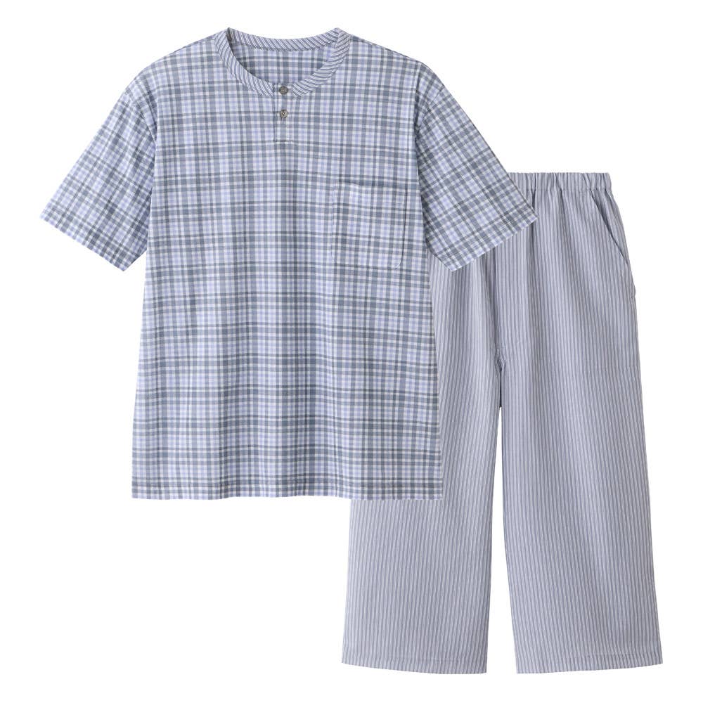 綿混 ルームウェア 半袖７分丈パンツ【SALE】 SG1015 グレー