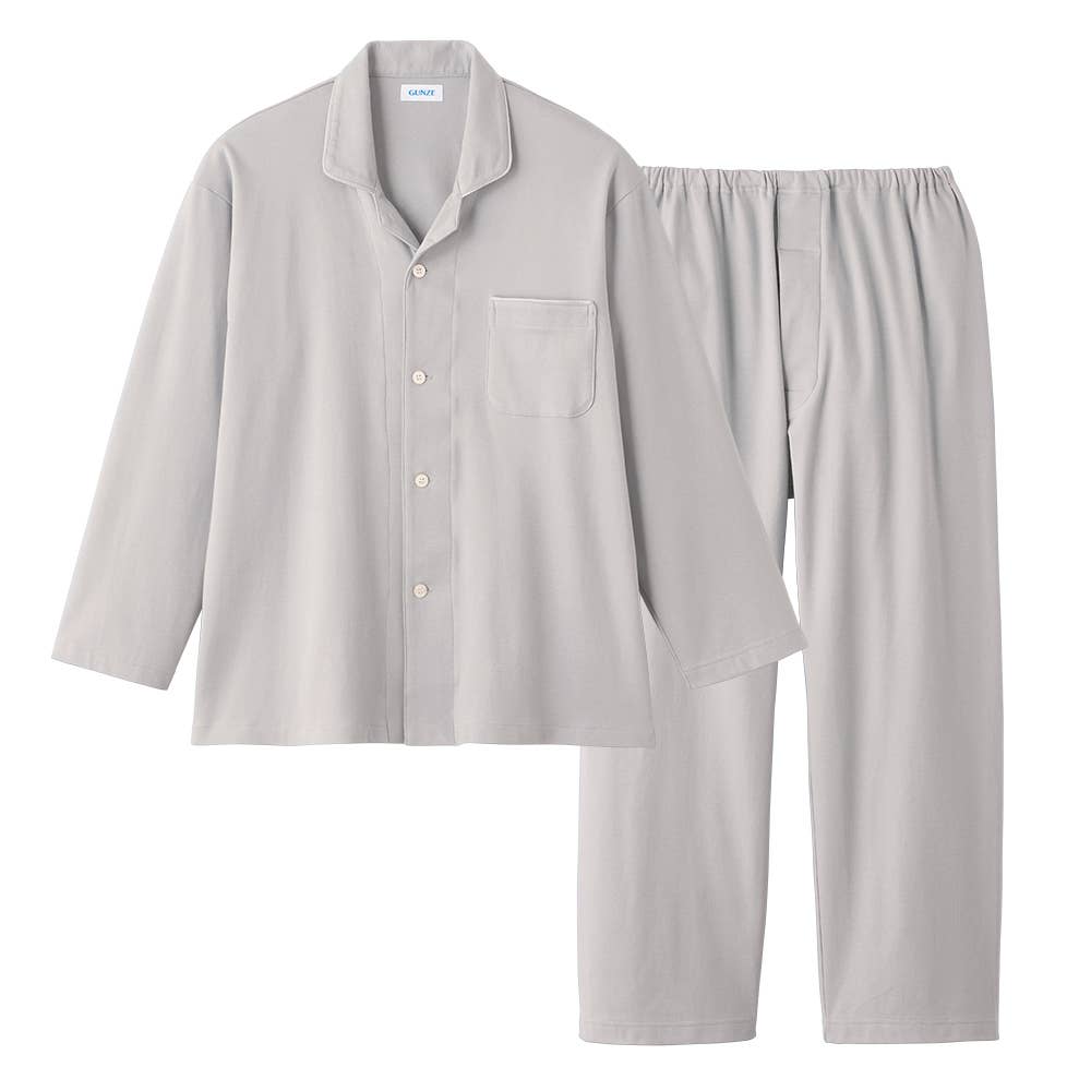 綿100％ スムース パジャマ 長袖長パンツ【送料無料】 SG2035 グレー