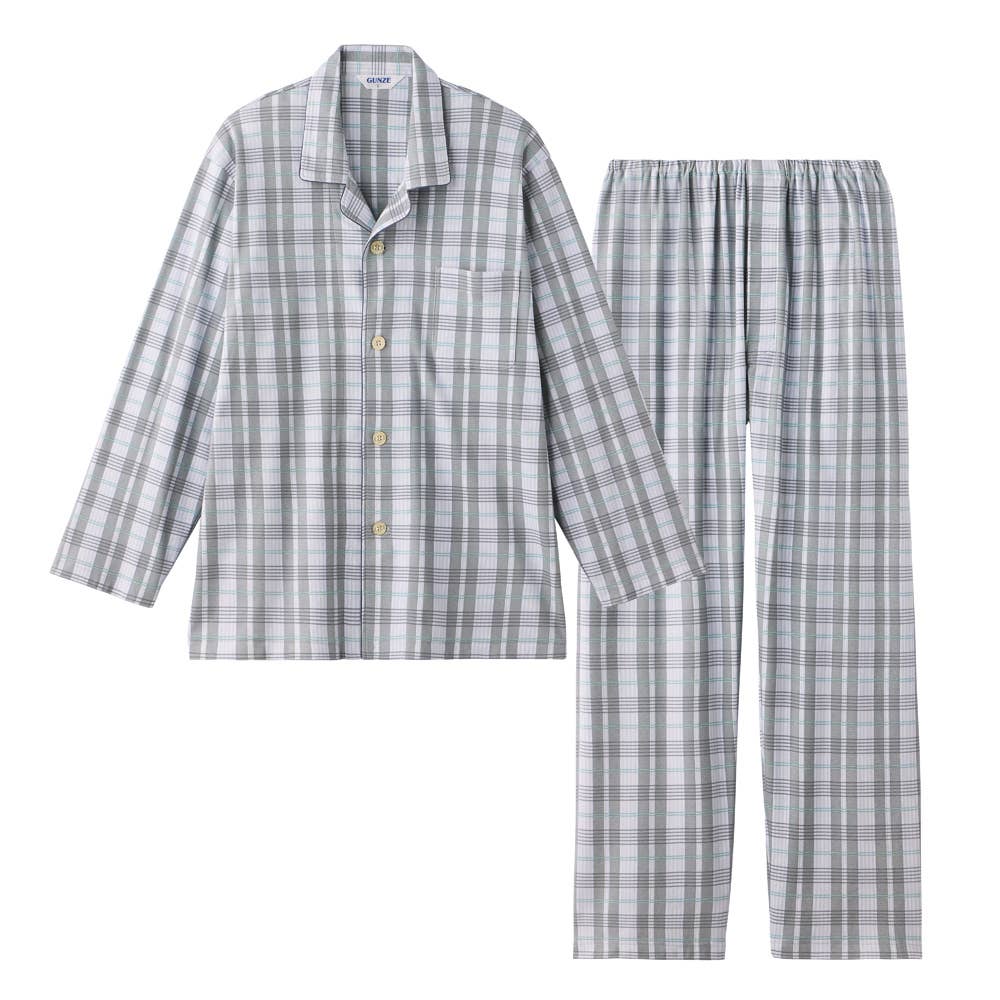 【部屋干しOK】綿100％ スムース 長袖長パンツ パジャマ SG2076 グレー