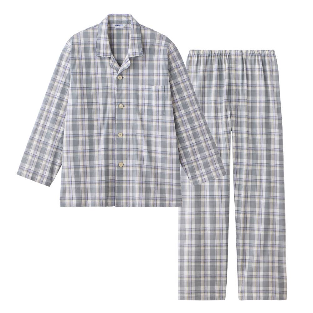 【部屋干しOK】綿100％ 天竺 長袖長パンツ パジャマ SG2096 グレー