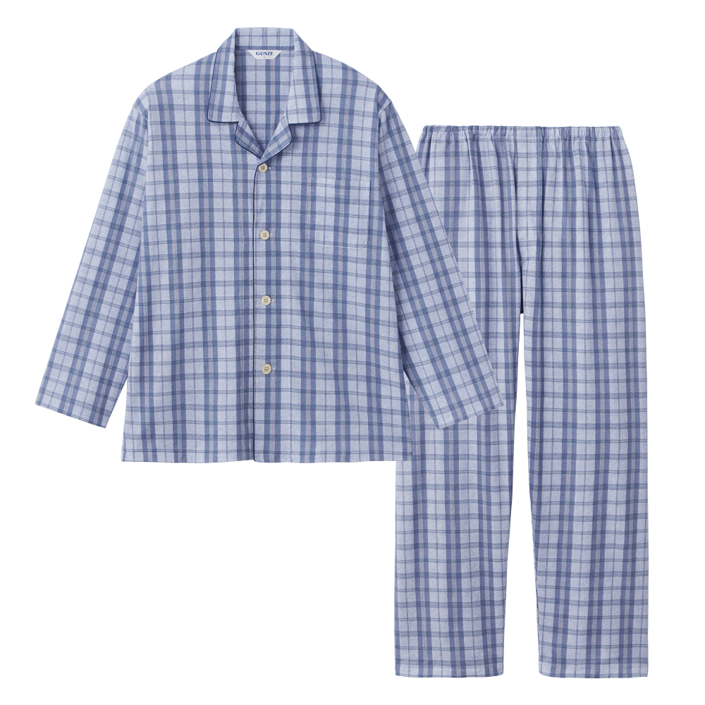 綿100% 天竺 パジャマ 長袖長パンツ【送料無料】【SALE】 SG2265 ブルー