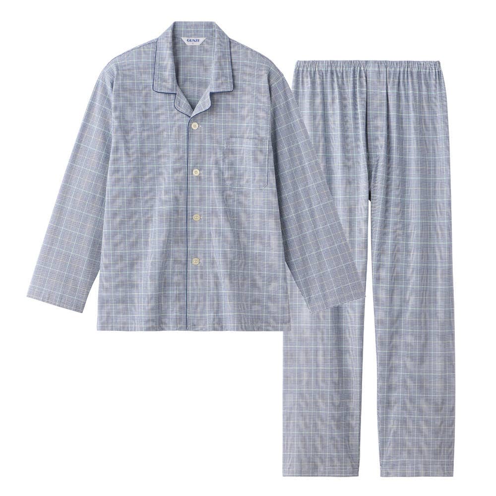 Dryer safe, 100% cotton, shrink-resistant jersey long-sleeve and long-pants pajamas, SG2296, blue