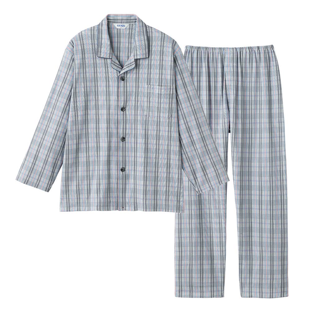 Kyoto Nassen 100% Cotton Smooth Long Sleeve and Pants Pajamas (Gray) [Free Shipping] SG2306