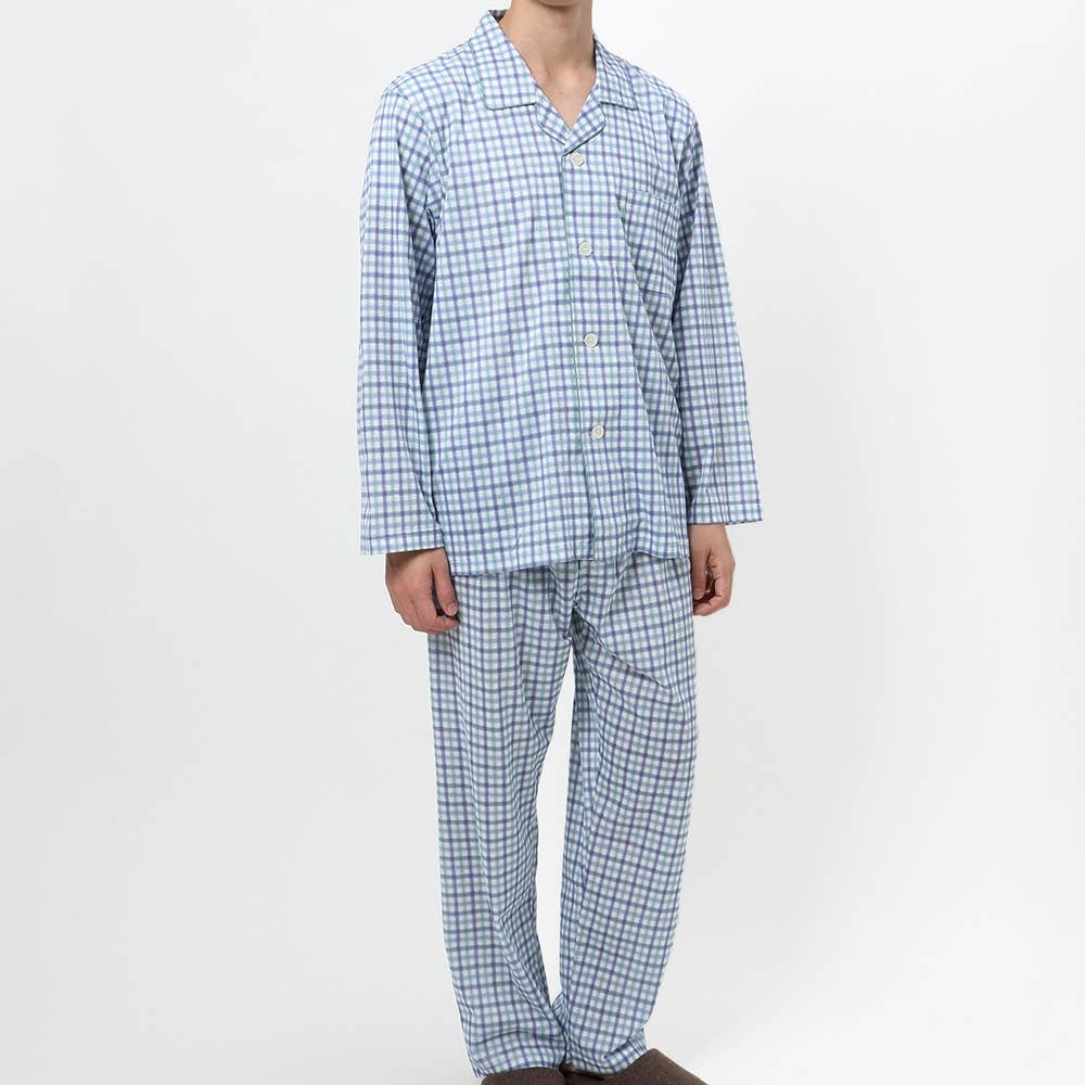 パジャマ長袖長パンツ メンズ Sale M イエロー メンズ