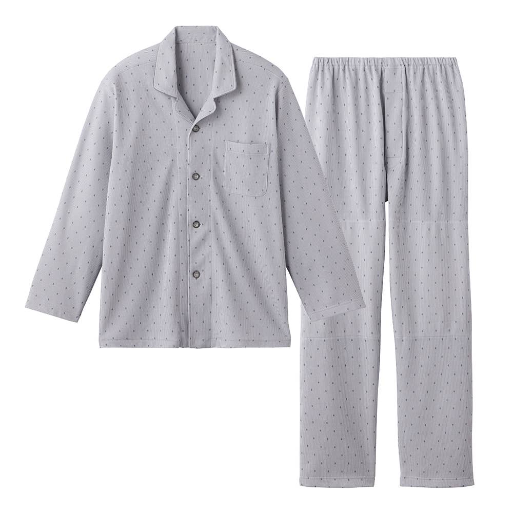 【WARM PLUS・肩もも保温】ダンボールニット 長袖長パンツ ルームウェア SG4025EC グレー