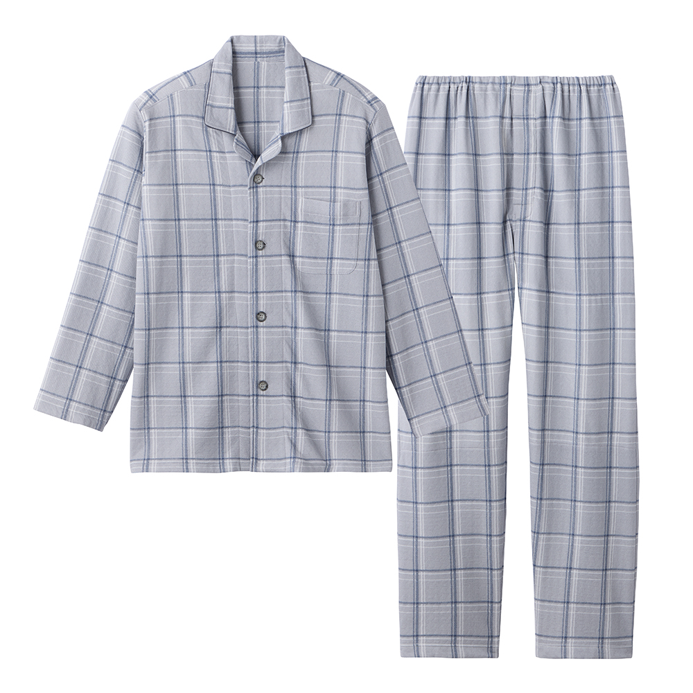 【WARM PLUS・肩もも保温】 ソフトキルト 長袖長パンツ パジャマ SG4045 グレー