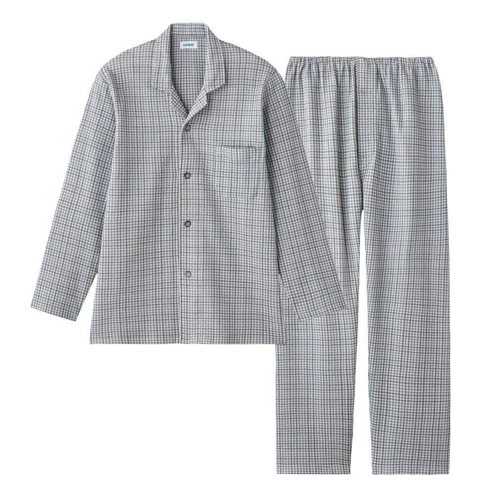 【脇縫い目無し・肌側綿100%】 キルト 長袖長パンツ パジャマ(送料無料) SG4046 グレー