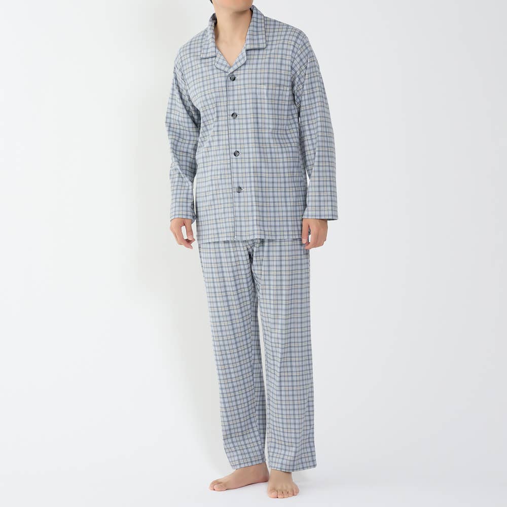 【綿100％】スムース 長袖長パンツ テーラーパジャマ SG4105 グレー