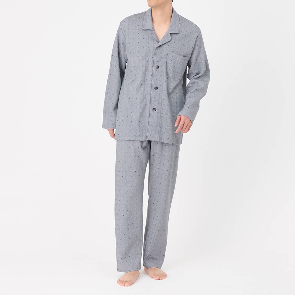 【肌側綿100%】ソフトキルト 長袖長パンツ テーラーパジャマ SG4125EC グレー
