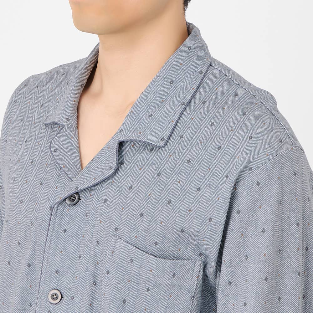 【肌側綿100%】ソフトキルト 長袖長パンツ テーラーパジャマ SG4125EC E2