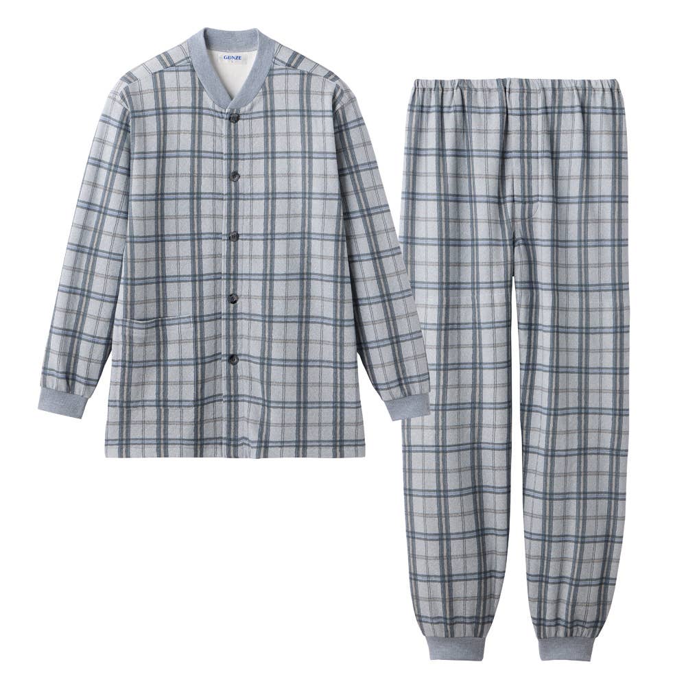 【肩ももＷ保温】ソフトキルト 長袖長パンツ パジャマ SG4185 グレー