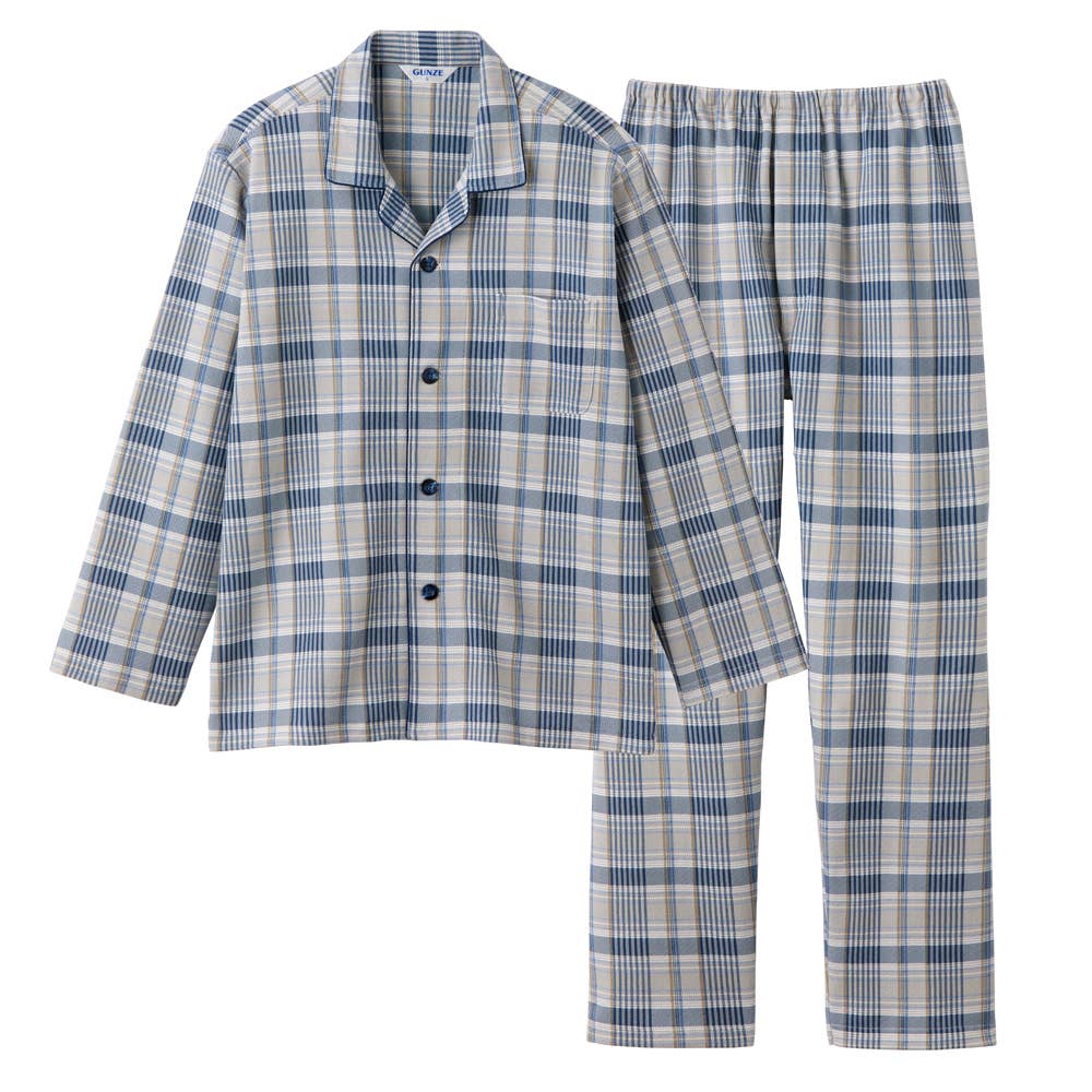 肩ももＷ保温 パジャマ ダンニット長袖長パンツ【SALE】 SG4204 ブルー