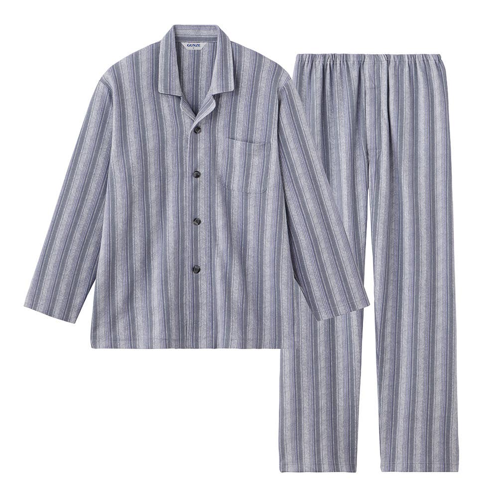 【極暖・綿100%】 厚手スムース 長袖長パンツ テーラーパジャマ【送料無料】 SG4235EC グレー