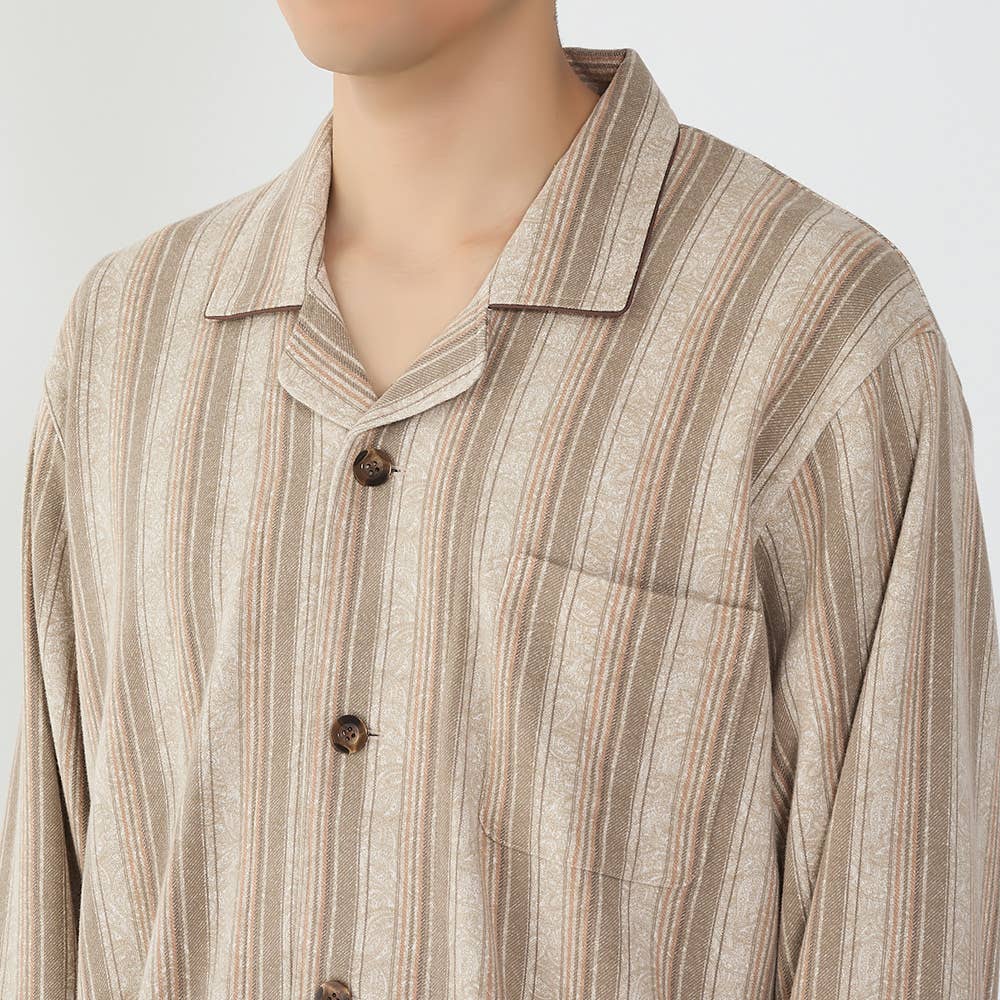 【極暖・綿100%】 厚手スムース 長袖長パンツ テーラーパジャマ【送料無料】 SG4235EC E2