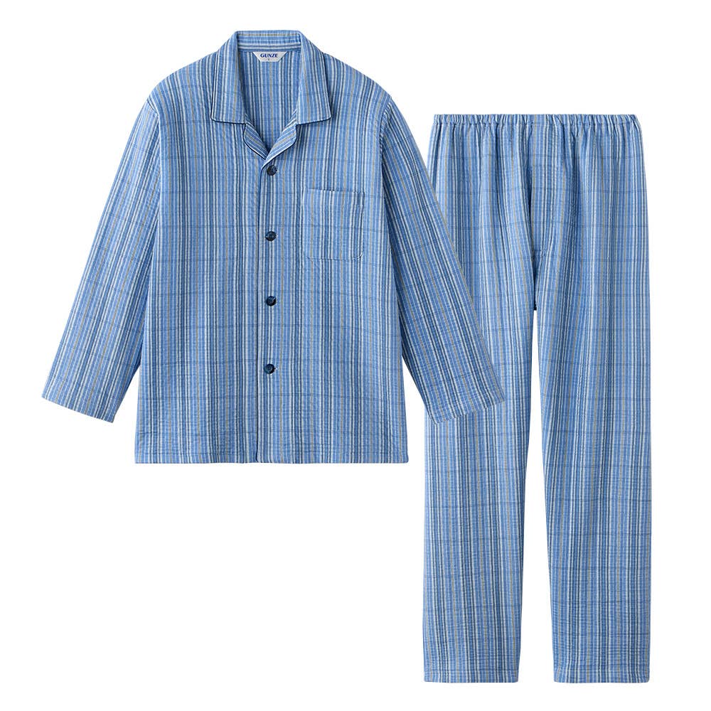 【極暖】 ウルトラバルキー 長袖長パンツ テーラーパジャマ【送料無料】 SG4245 ブルー