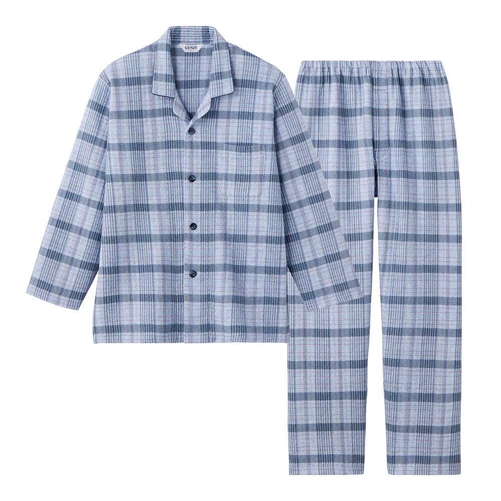 【極暖】スーパーバルキー 長袖長パンツ テーラーパジャマ【送料無料】 SG4255EC ブルー