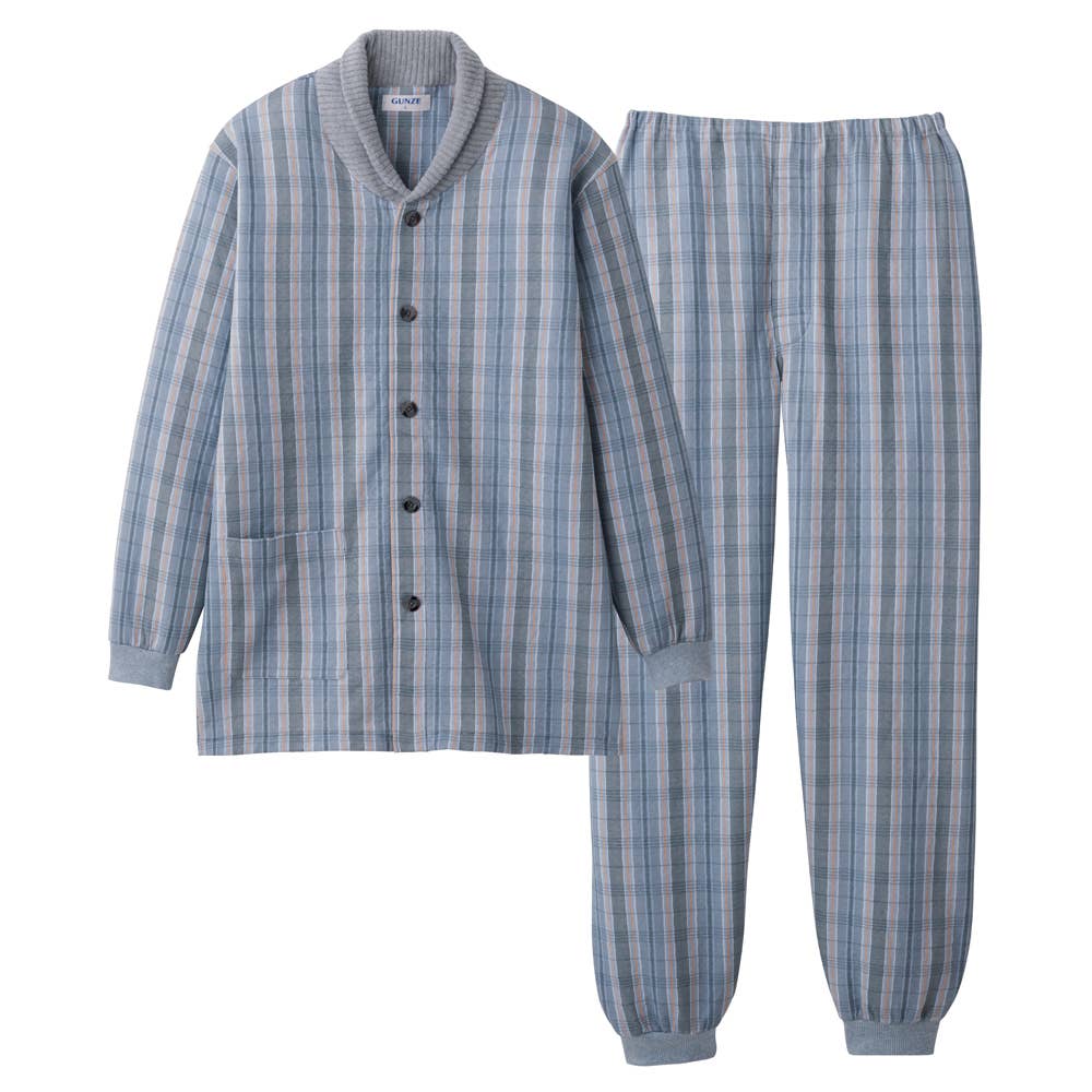 襟元保温 パジャマ 長袖長パンツ SG4283 グレー