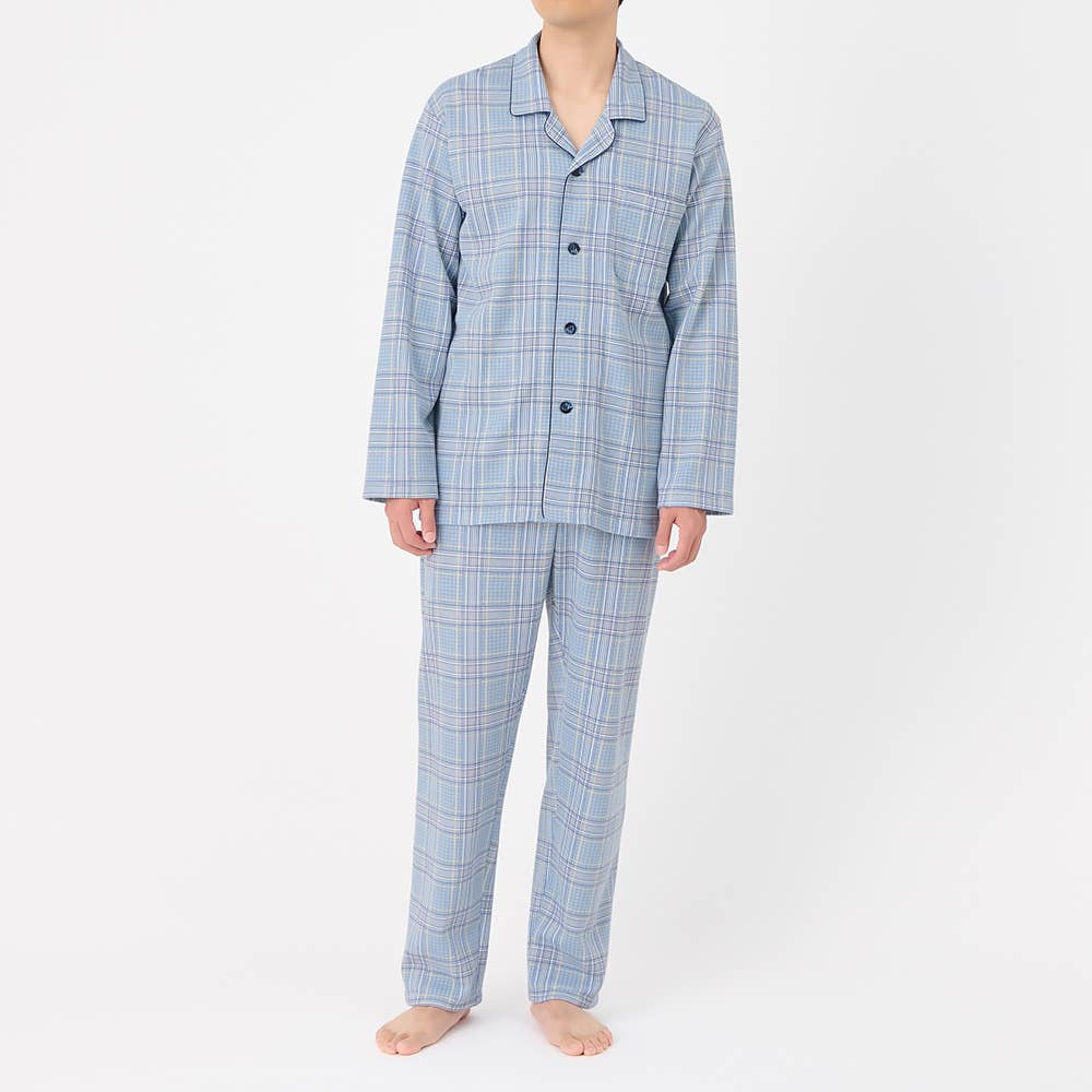 【京都捺染】ダンニット 長袖長パンツ テーラーパジャマ【送料無料】 SG4345 ブルー