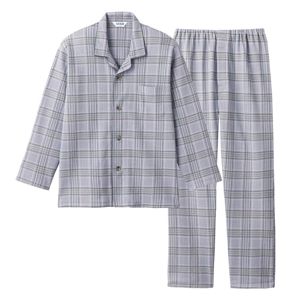 【京都捺染】ダンニット 長袖長パンツ テーラーパジャマ【送料無料】 SG4345 グレー
