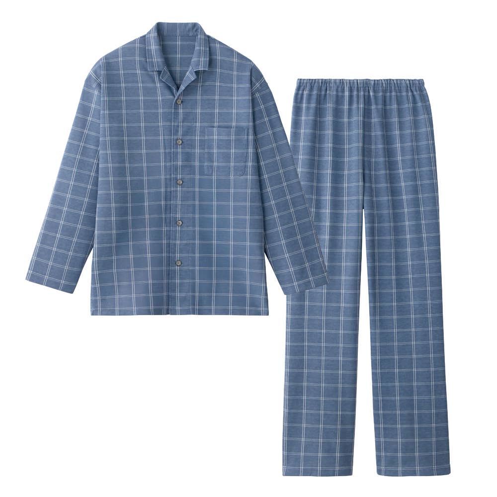 【ファイヤーアセドロン】背中保温 長袖長パンツ パジャマ【送料無料】 SG4615 ネービーブルー