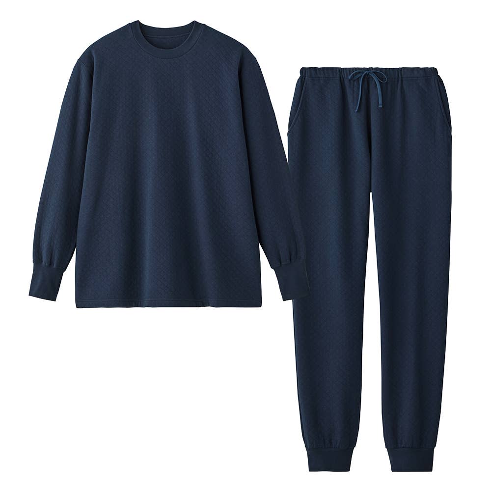 【ファイヤーアセドロン】背中保温 キルト長袖長パンツ ルームウェア【送料無料】 SG4625 ネービーブルー