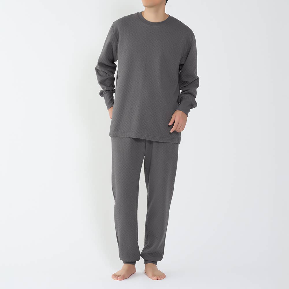 【ファイヤーアセドロン】背中保温 キルト長袖長パンツ ルームウェア【送料無料】 SG4625 チャコールグレー