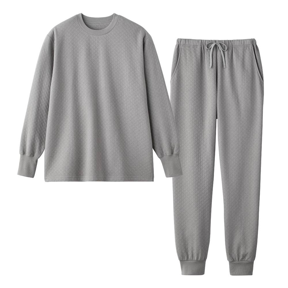 【ファイヤーアセドロン】背中保温 キルト長袖長パンツ ルームウェア【送料無料】 SG4625 グレー