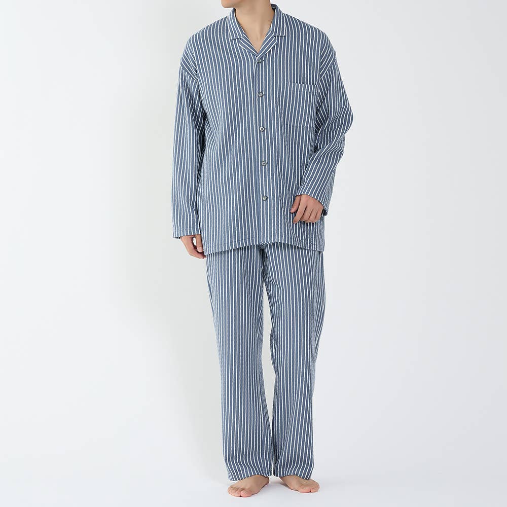 【ファイヤーアセドロン】ダイヤキルト 長袖長パンツ パジャマ【送料無料】 SG4635EC ネービーブルー