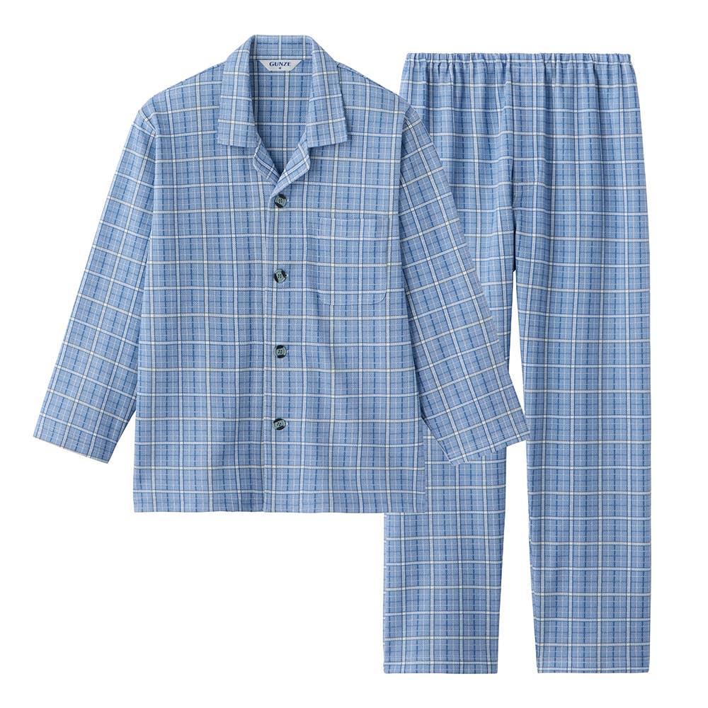 ダンニット 長袖長パンツ テーラーパジャマ SG8024 ブルー