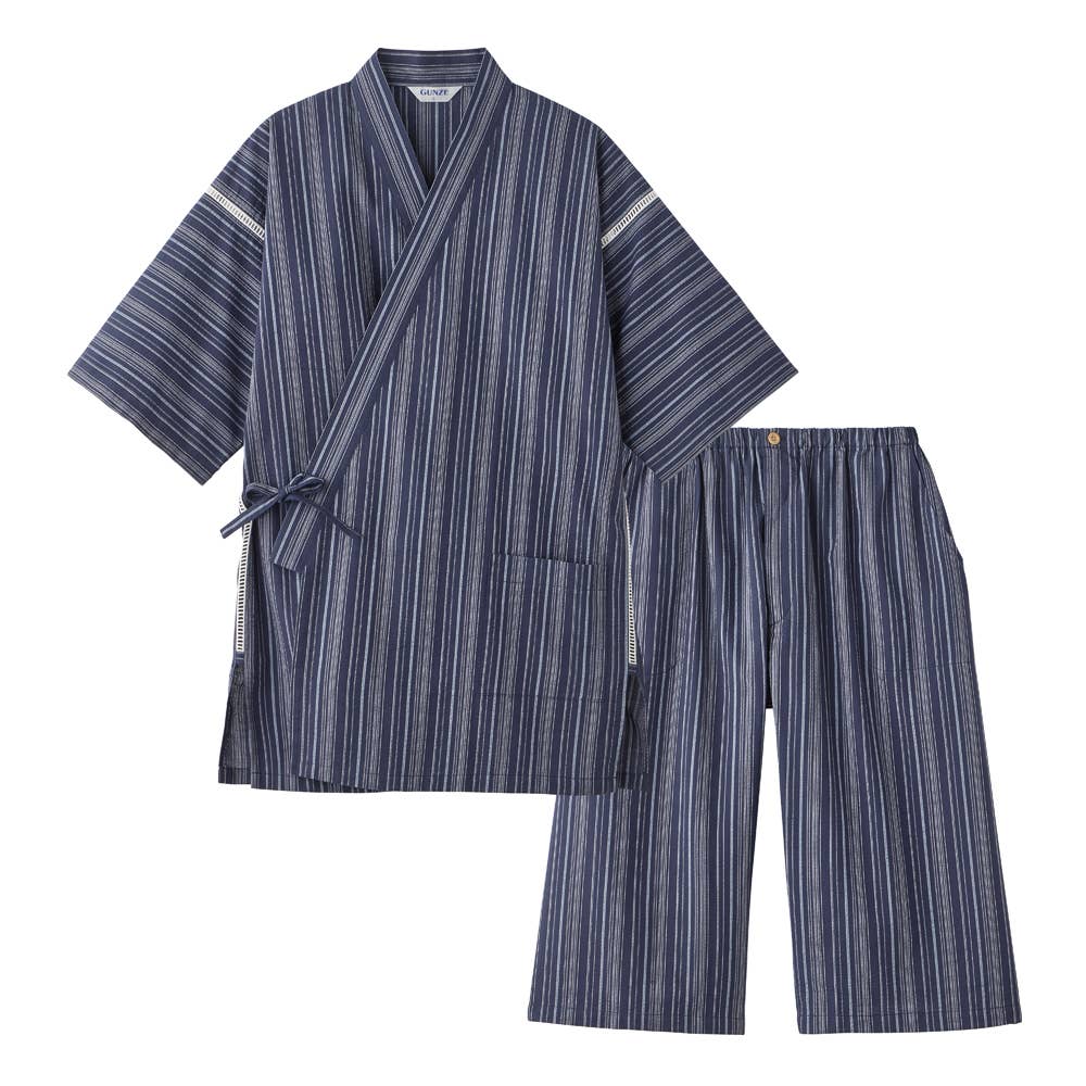 【寝るテコ・甚平】しじら織り 綿100% 【送料無料】 SK1096 ネービーブルー