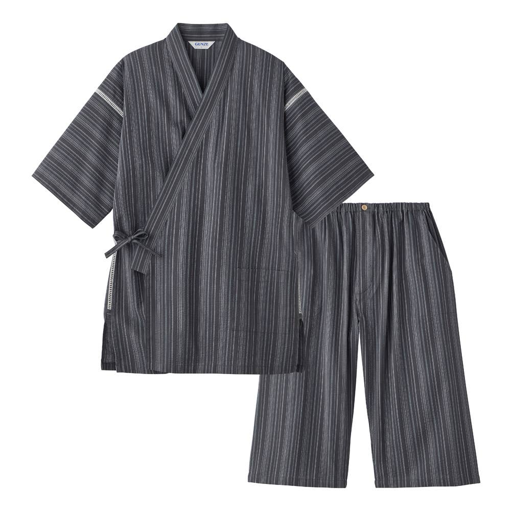 【寝るテコ・甚平】しじら織り 綿100% 【送料無料】 SK1096 グレー