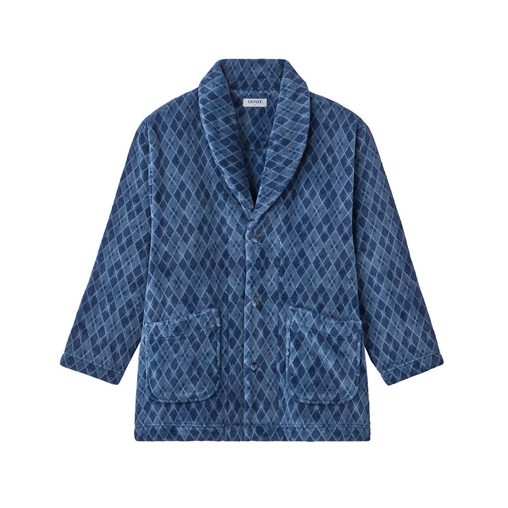 【羽織物】ボア起毛 ダイヤ柄ジャケット SK4514W ネービーブルー