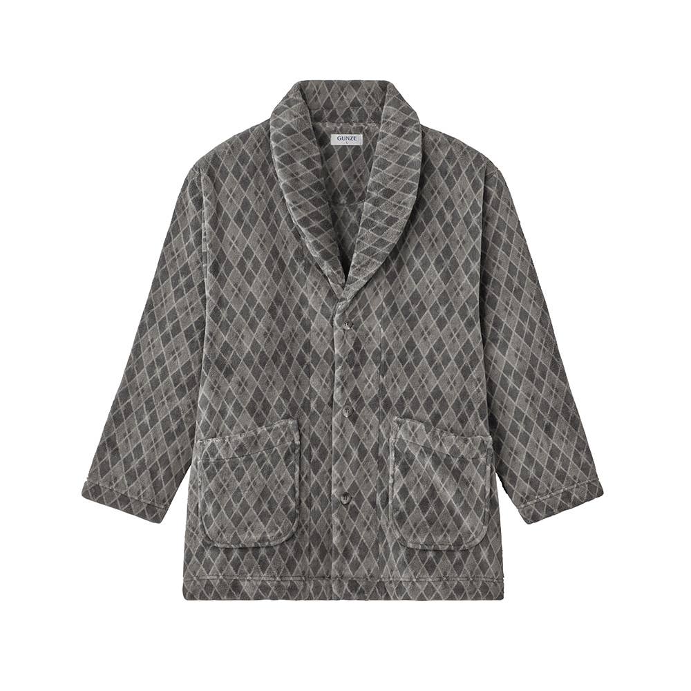 【羽織物】ボア起毛 ダイヤ柄ジャケット SK4514W グレー
